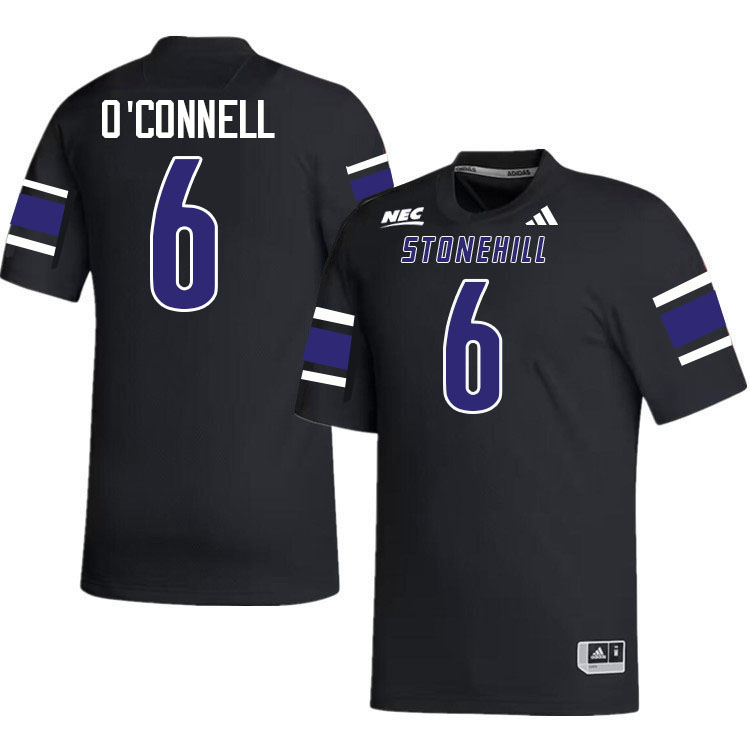 Stonehill Skyhawks #6 Jack O'Connell College Football Jerseys,Uniforms Stitched-Black